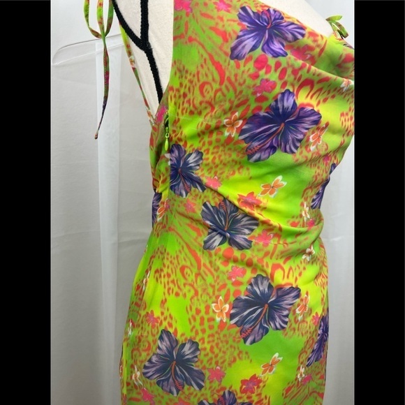 NEW I.AM.GIA Naphtalia Hibiscus Floral Print Maxi Dress w Slit and Seashell Belt - Picture 11 of 16